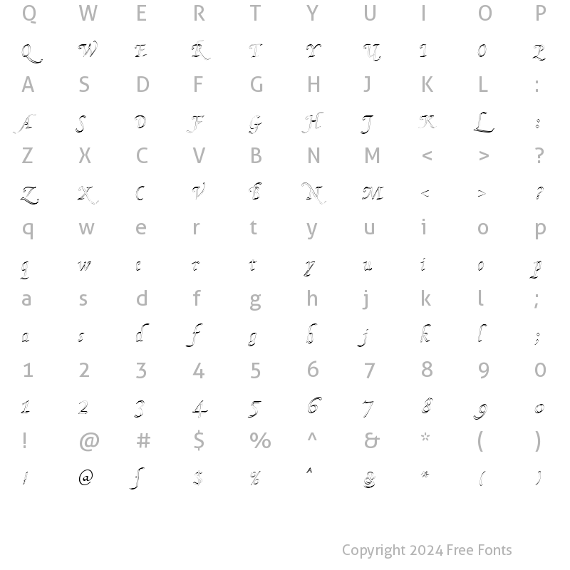 Character Map of KL HKursive2 OL DB Normal