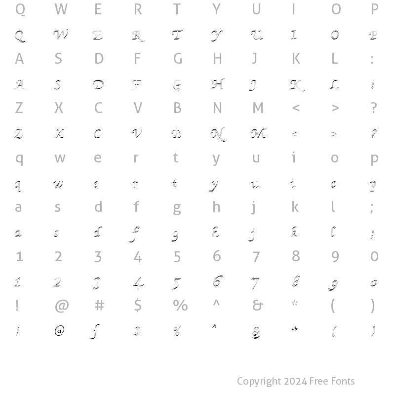 Character Map of KL HKursive3 OL DB Normal