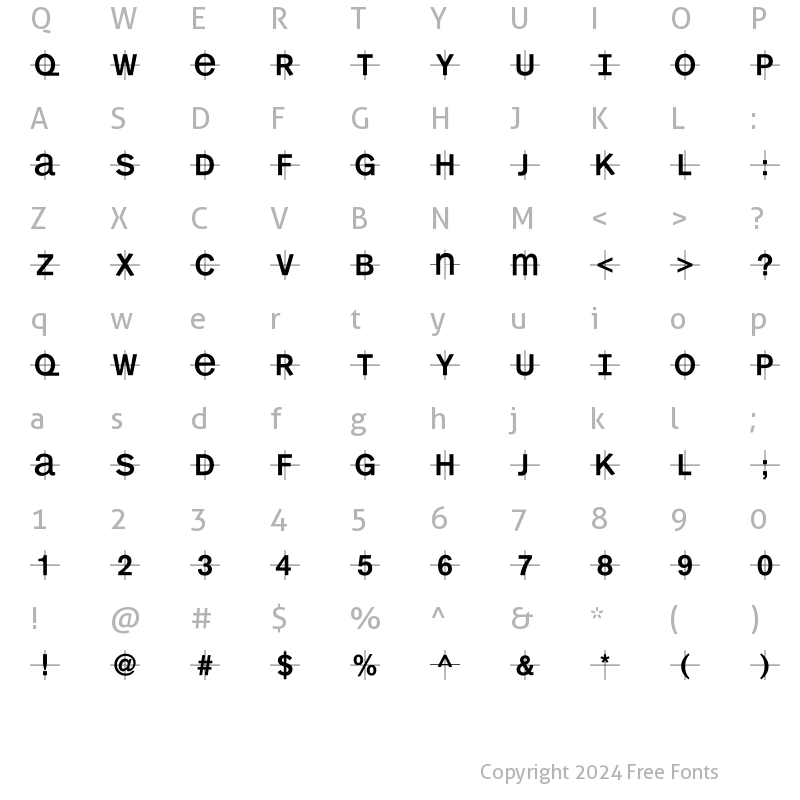 Character Map of KL1MonoCase Regular