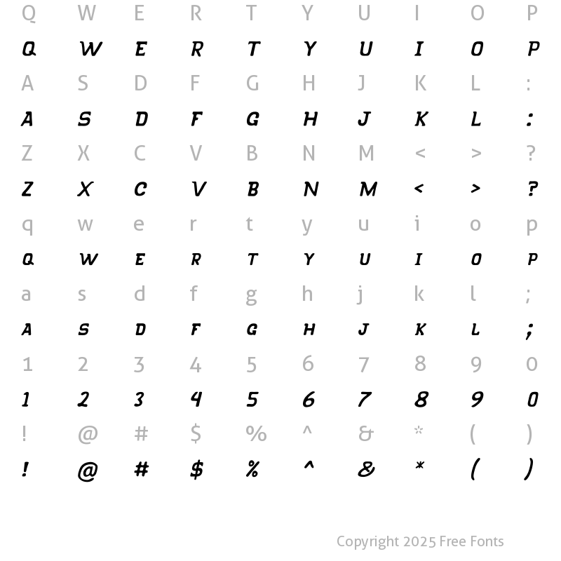 Character Map of KLAPJO Italic