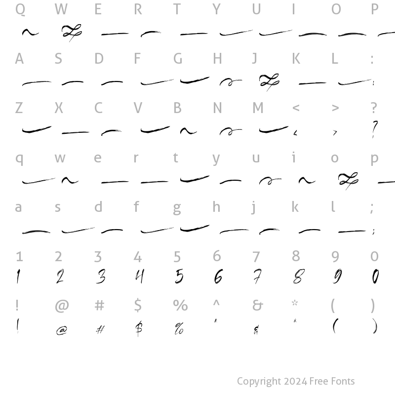 Character Map of Klasted Swash Regular