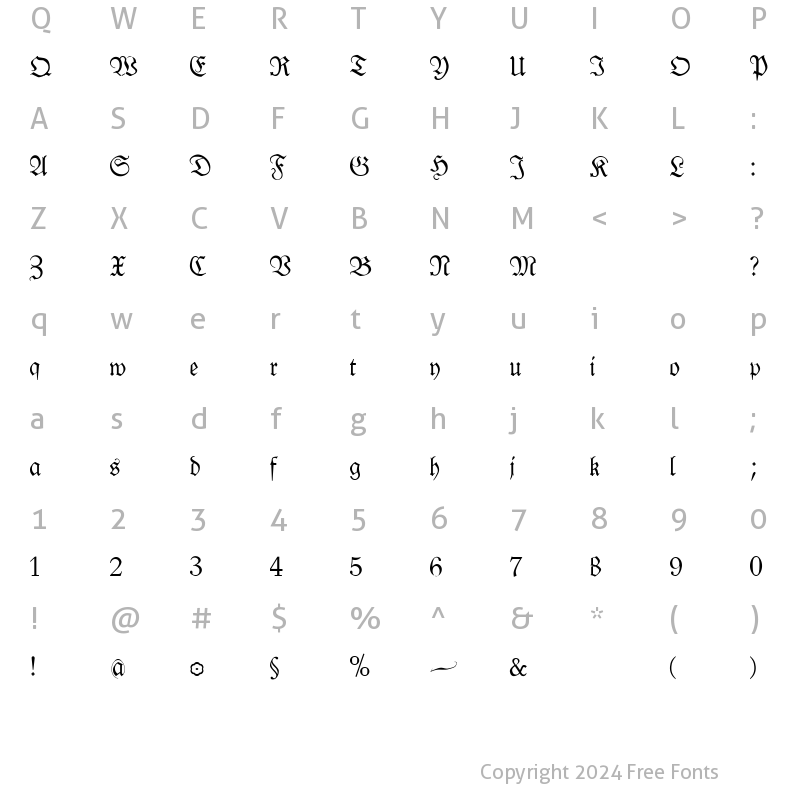 Character Map of KlausBFraktur Regular