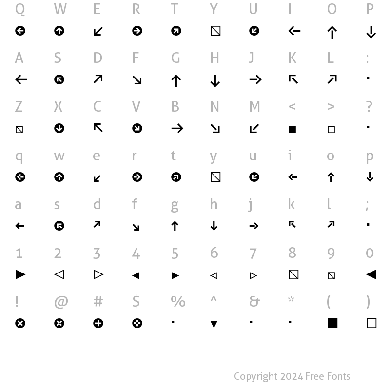 Character Map of Klavika Arrows Bold