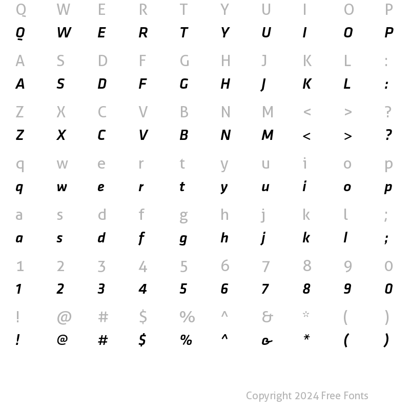 Character Map of Klavika Medium Italic