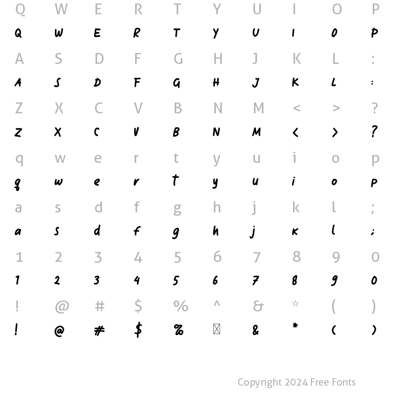 Character Map of Klefont Mooncrat Regular