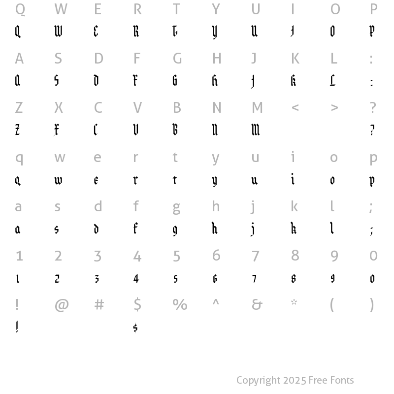 Character Map of Kleinn Regular