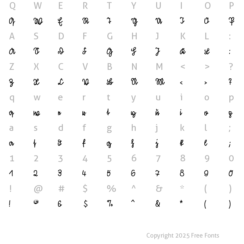 Character Map of KleinsFirstScript Regular