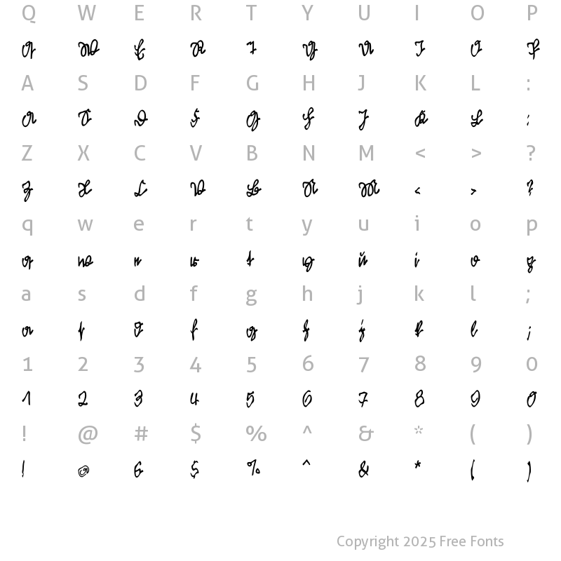 Character Map of KleinsFirstScriptPark Regular