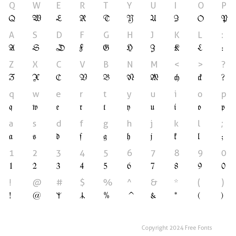 Character Map of Kleist-Fraktur Zierbuchstaben Regular