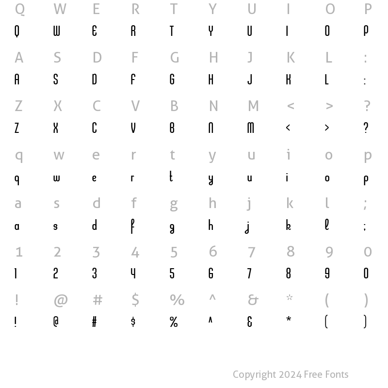 Character Map of Kleptocracy Condensed Light Regular