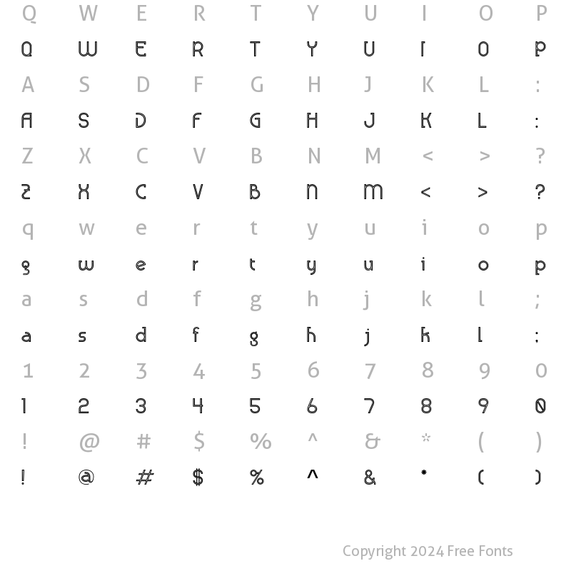 Character Map of Klick Outline Regular