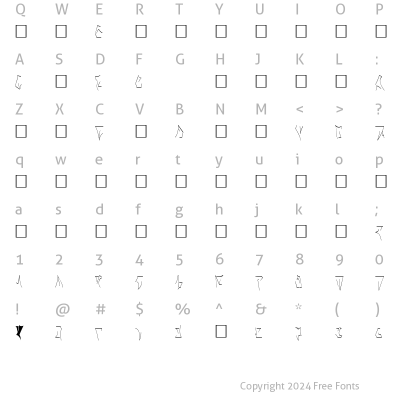 Character Map of Klingo Regular