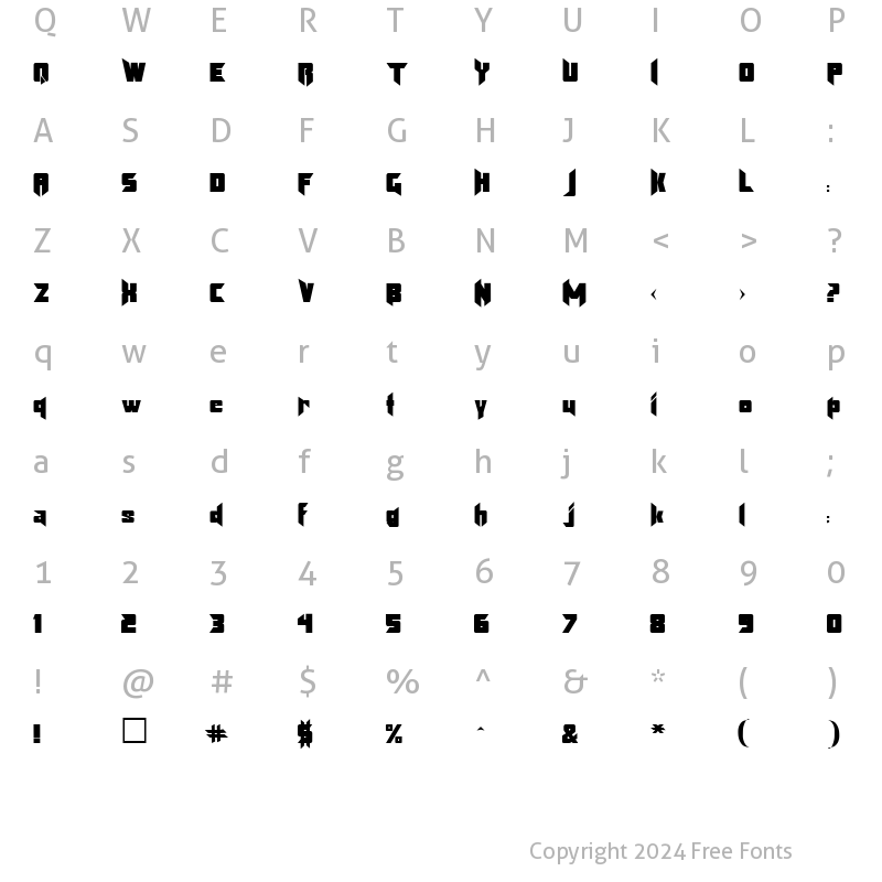 Character Map of KlingonBlade Regular