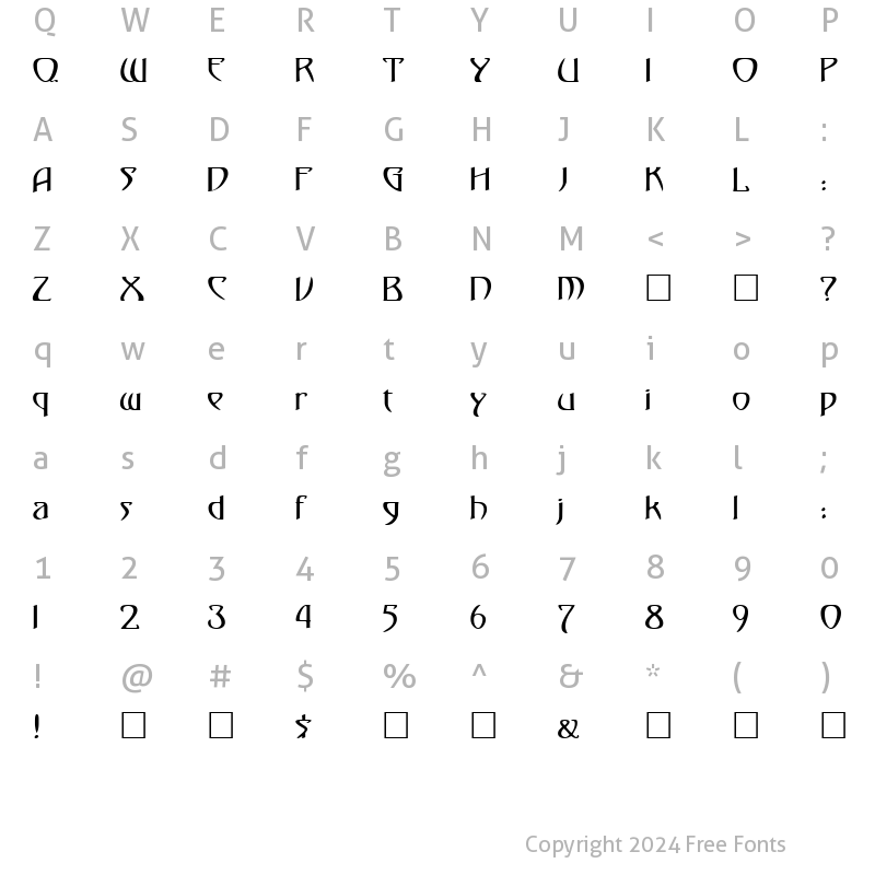 Character Map of KlingonDagger Regular