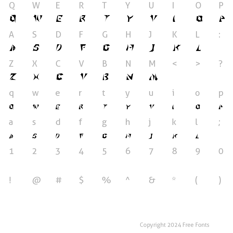 Character Map of KlingonScript Regular