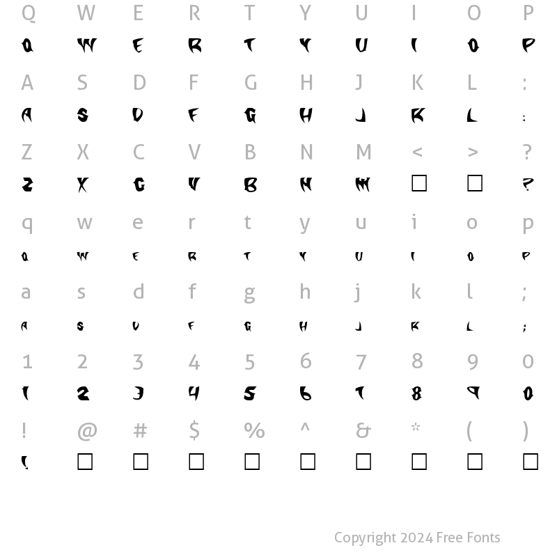 Character Map of KlingonStilleto Regular