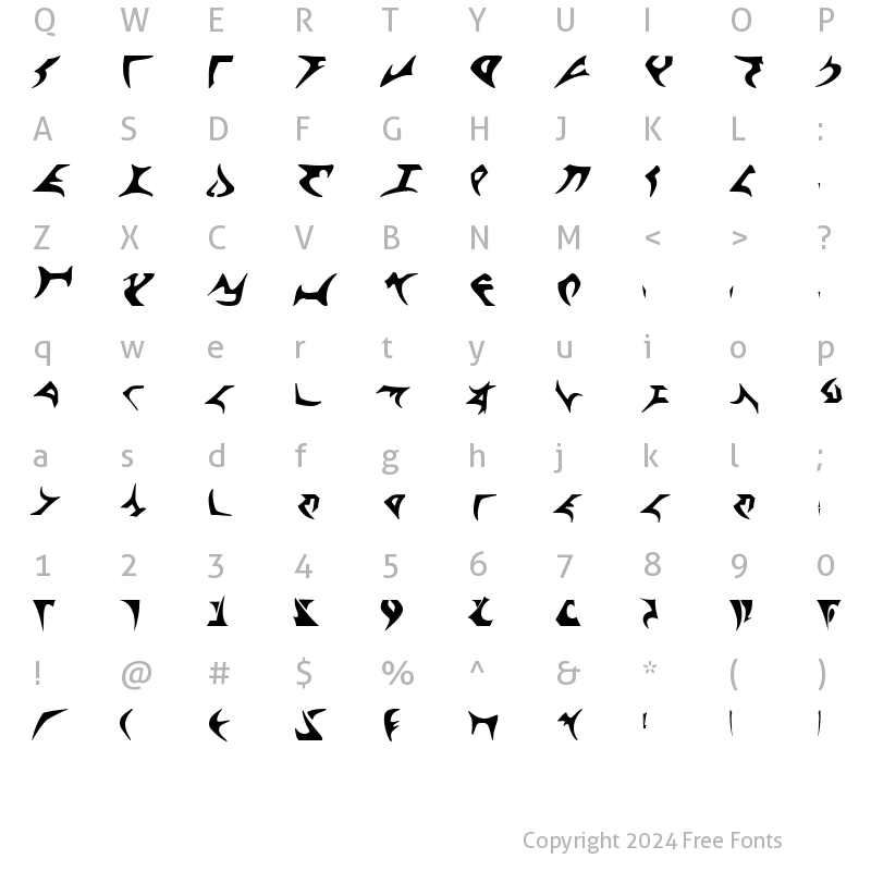 Character Map of KlingonTNG Regular