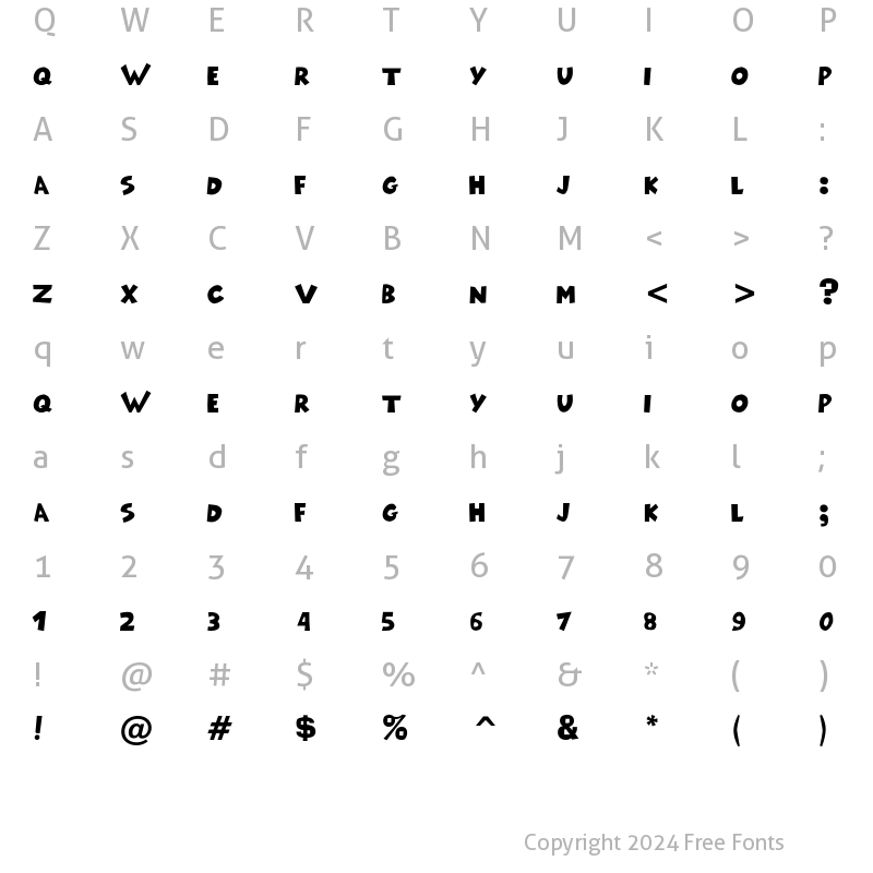 Character Map of klinik Bold Italic