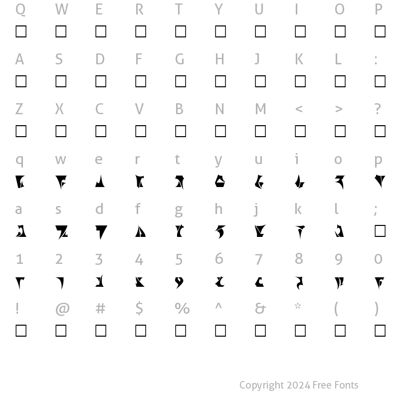 Character Map of Klinzhai Regular