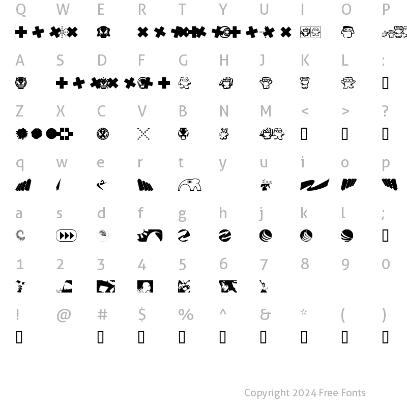 Character Map of klozzbats Regular