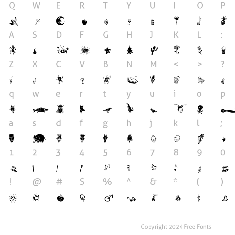 Character Map of KlunderScript Kreatures Regular