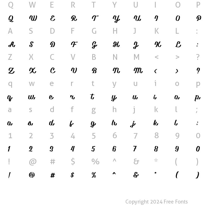 Character Map of Klyson Script