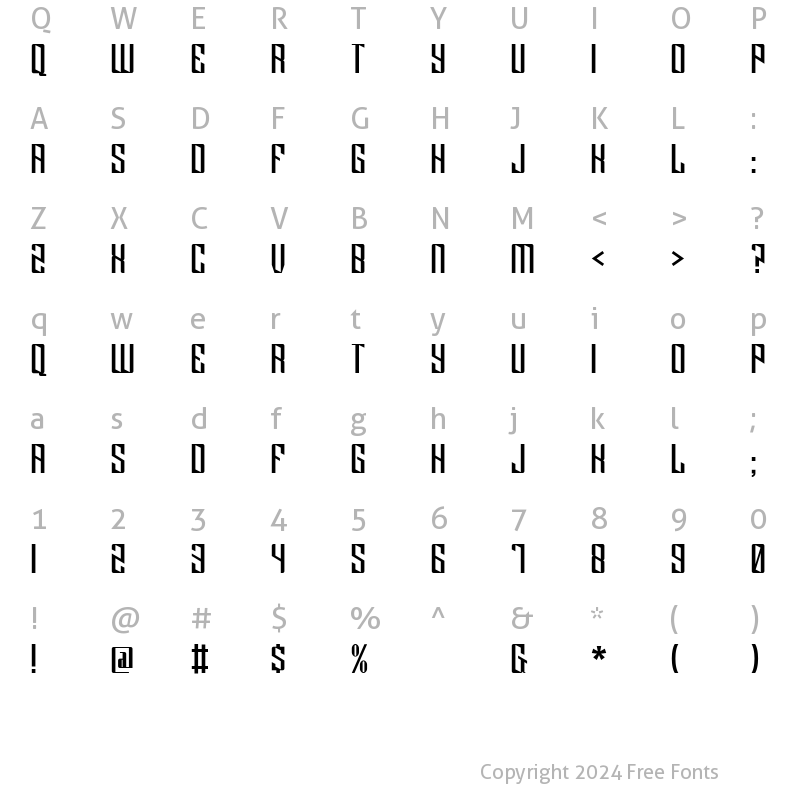 Character Map of Klytus Regular