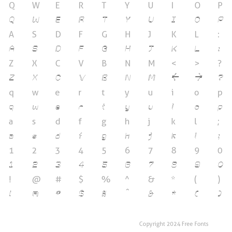 Character Map of KneeonLight Italic Regular