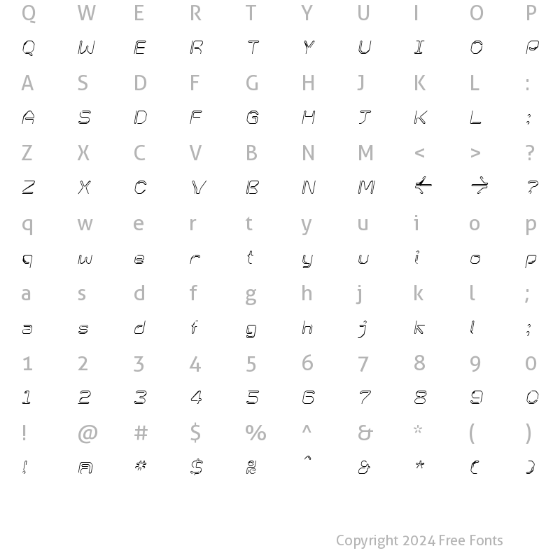 Character Map of KneeonSquare Italic Regular