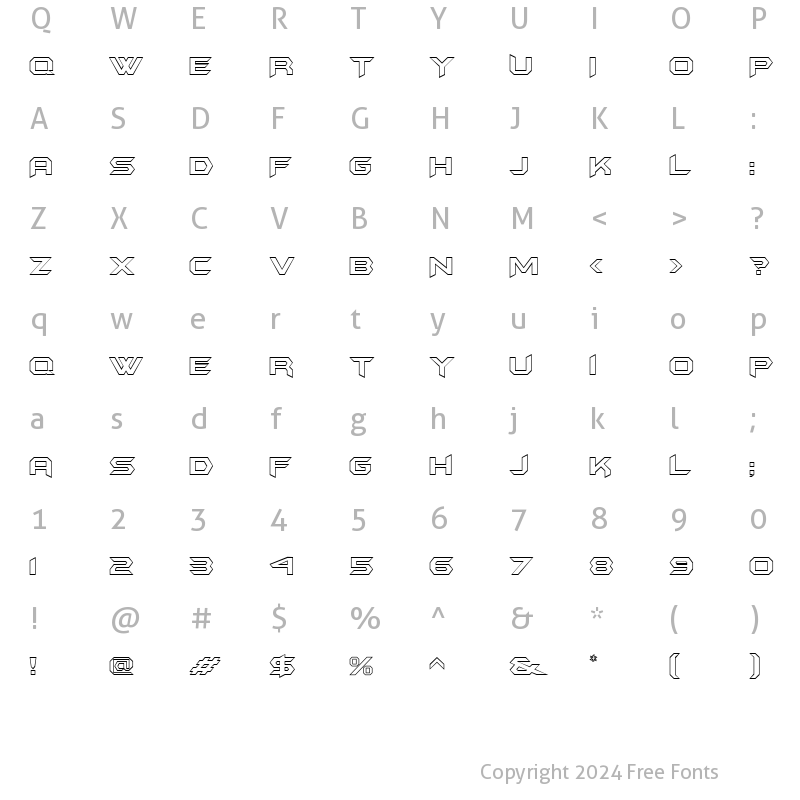 Character Map of KnightAlternateOutline Regular