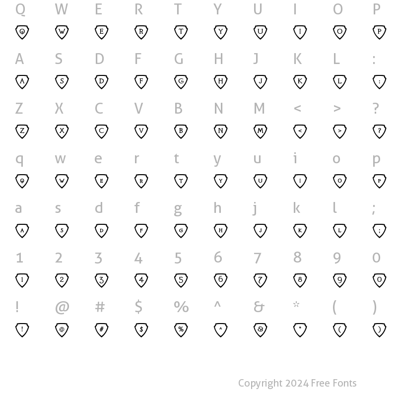 Character Map of Knights Quest Shielded Regular