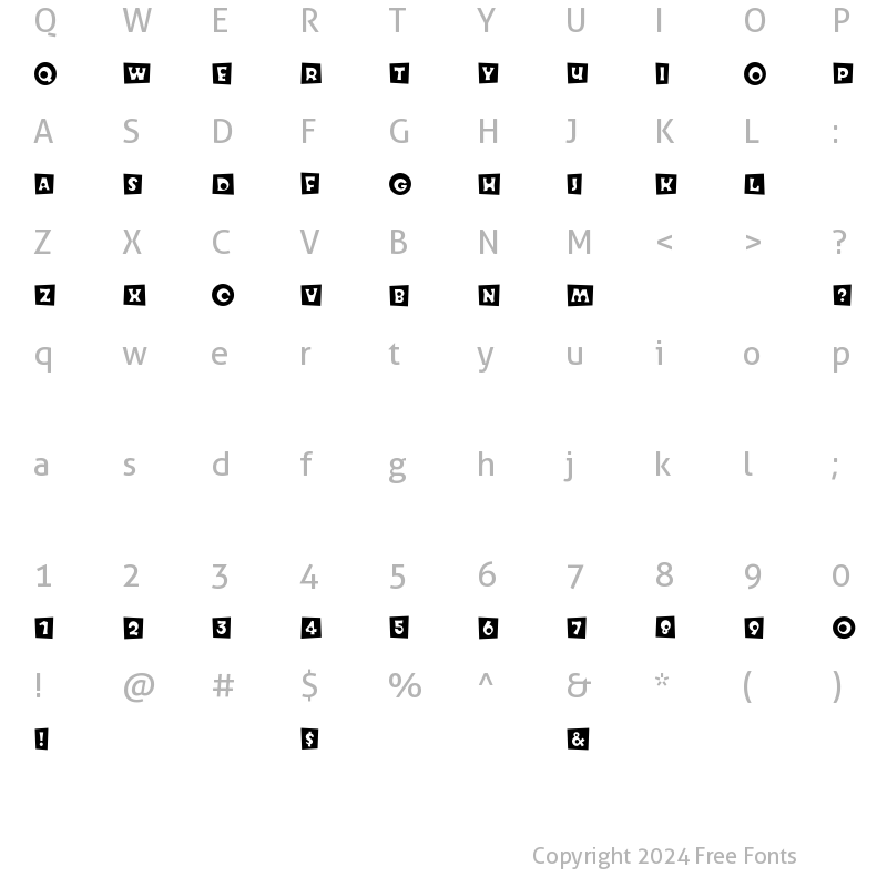 Character Map of Knobcheese Initials Regular