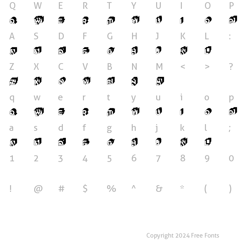 Character Map of Knockout Initials Regular