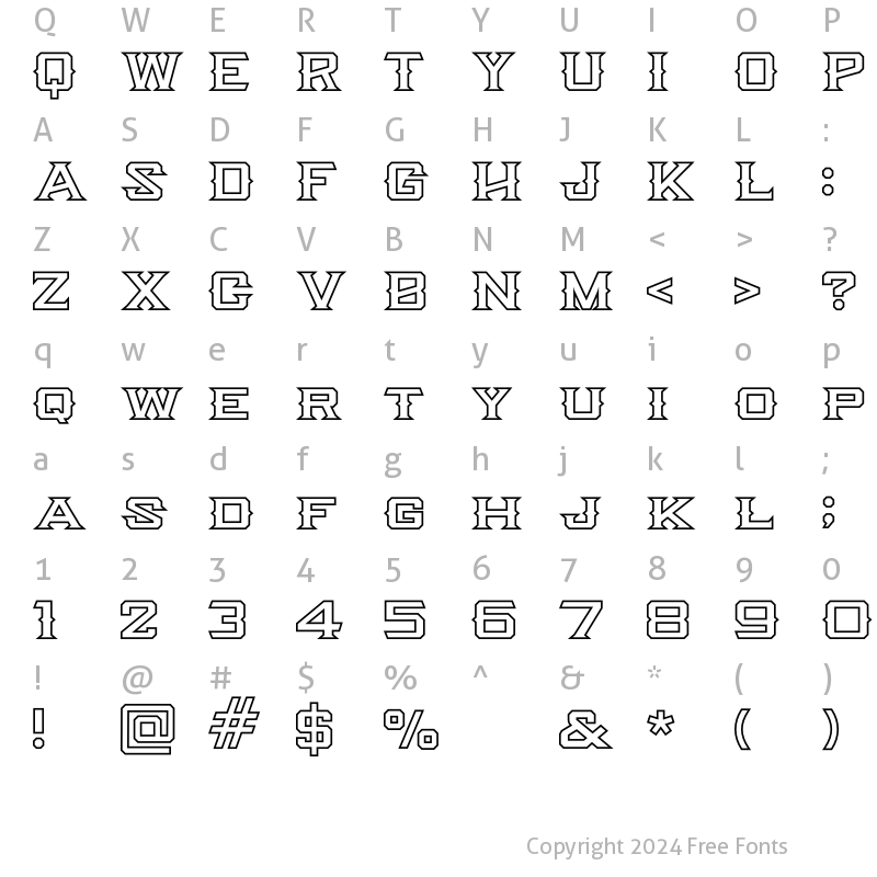 Character Map of Knox Serif Outline Serif O