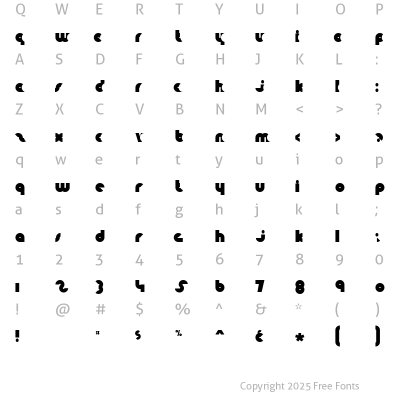 Character Map of Knuckle Down Regular