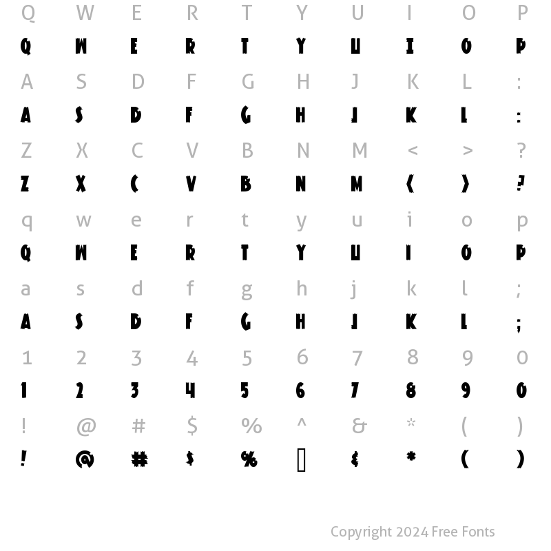 Character Map of Knuckle Sandwich Classic Regular