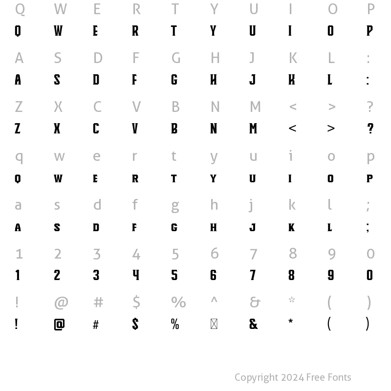 Character Map of Knucklehead Serif Black