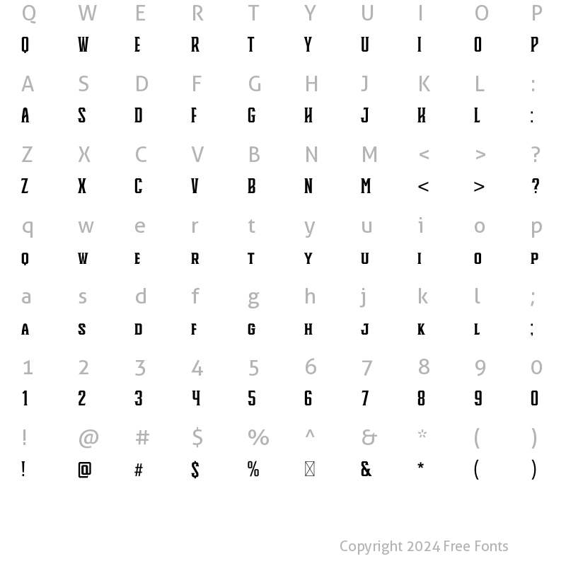 Character Map of Knucklehead Serif Bold