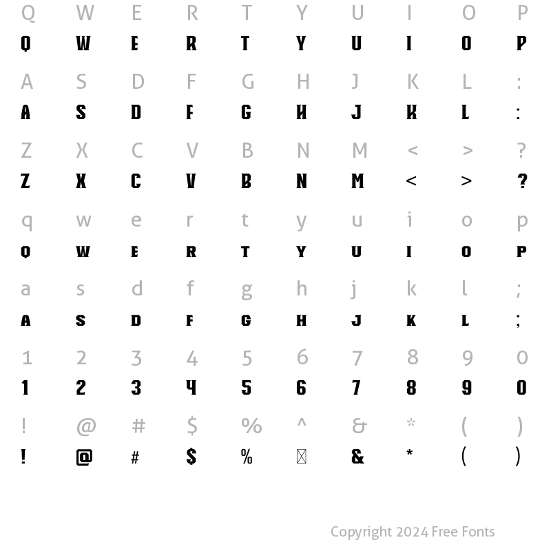 Character Map of Knucklehead Serif Ultra Black