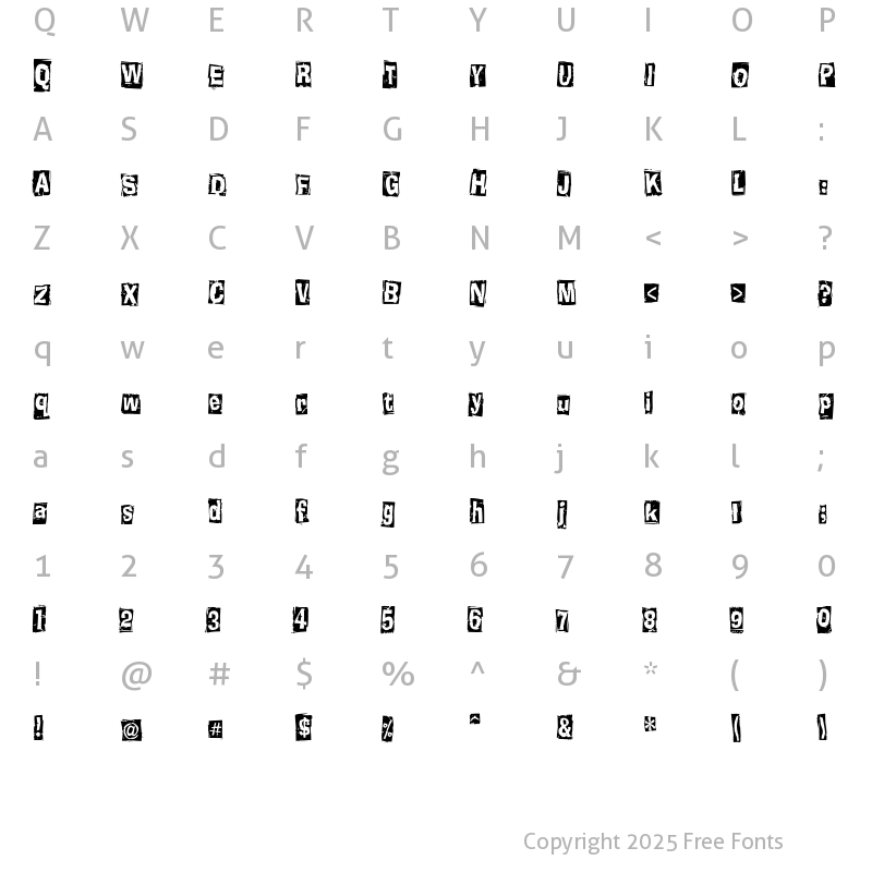 Character Map of KnuckleheadBoxed Regular