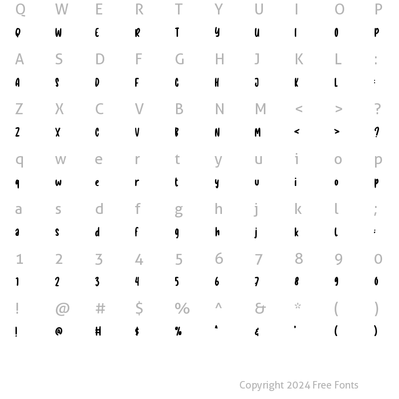 Character Map of Koala Family Regular