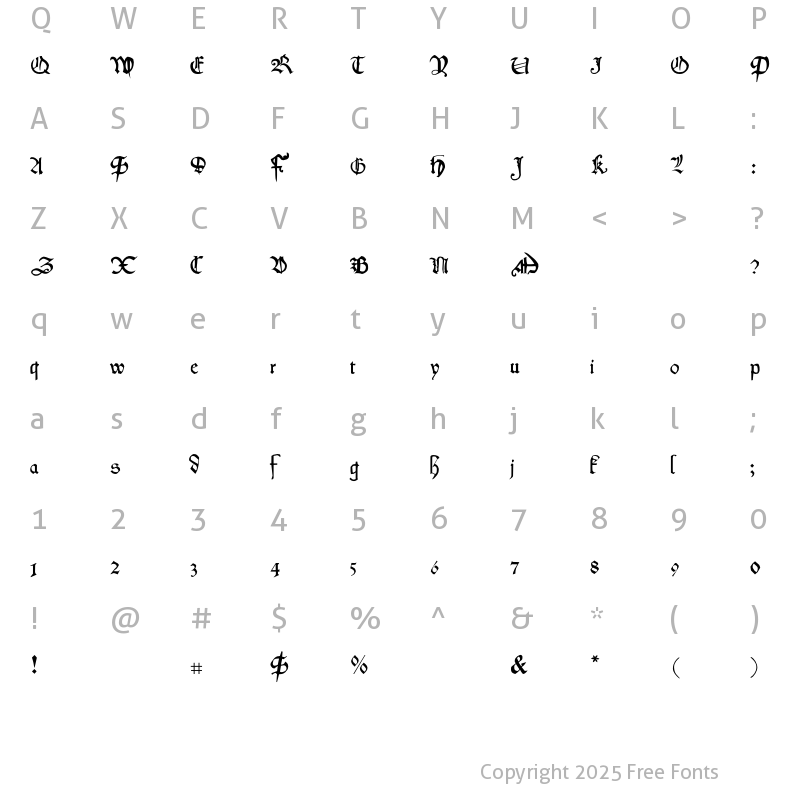 Character Map of Koberger Regular