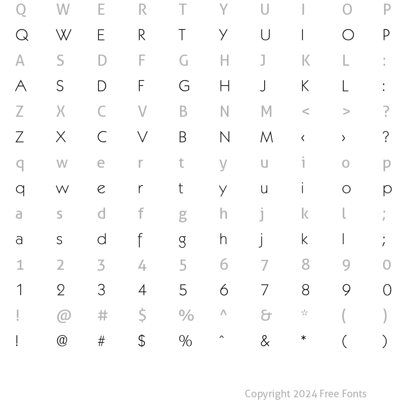 Character Map of Koblenz-Xlight Regular