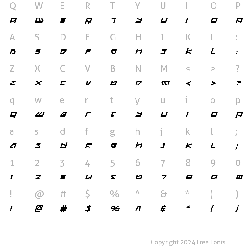 Character Map of Kobold Bold Italic Bold Italic