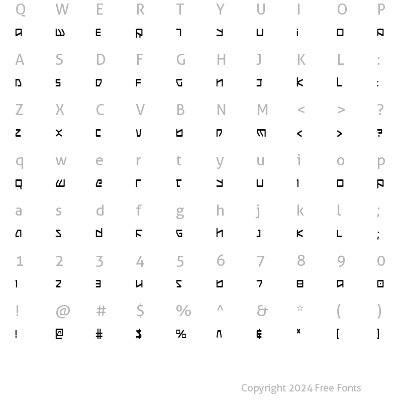 Character Map of Kobold Condensed Condensed