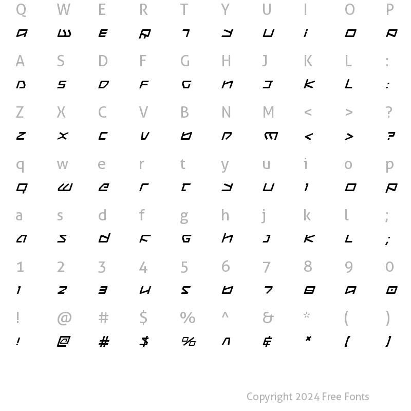 Character Map of Kobold Italic Italic