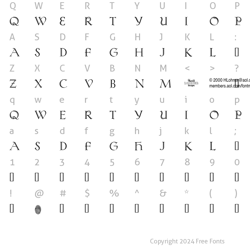 Character Map of Koch Rivoli Regular