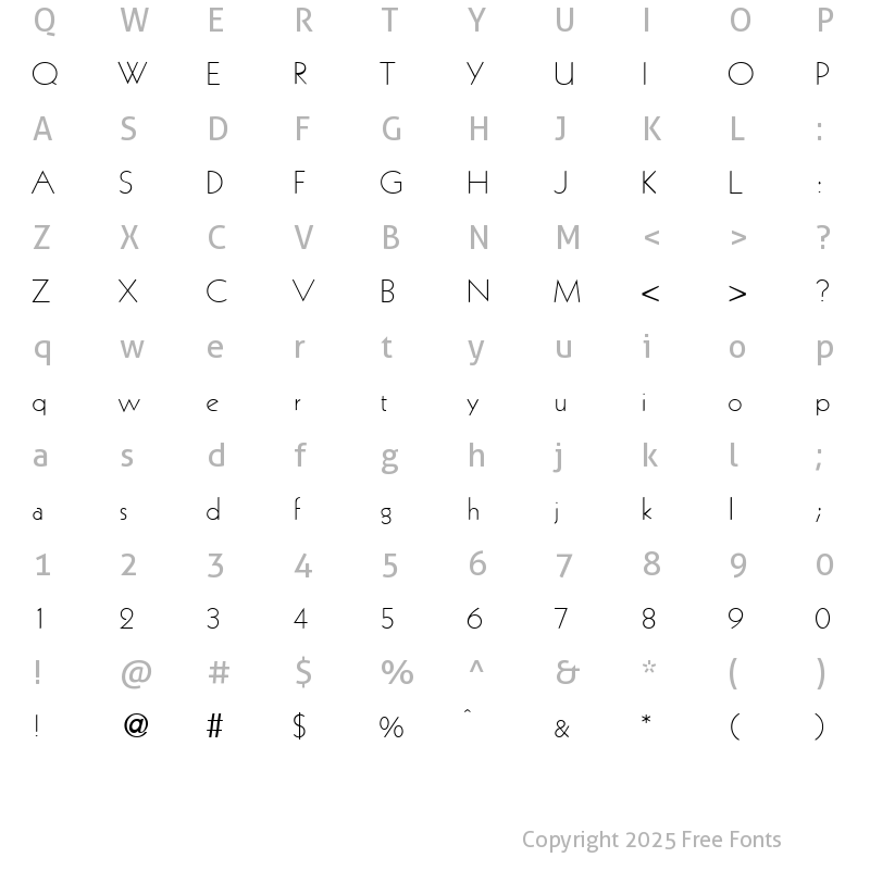 Character Map of KochOriginalLight Regular