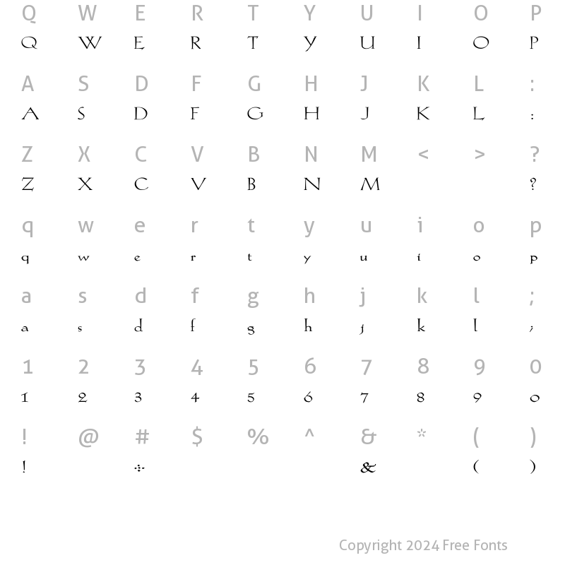 Character Map of KochRoman Wd Regular