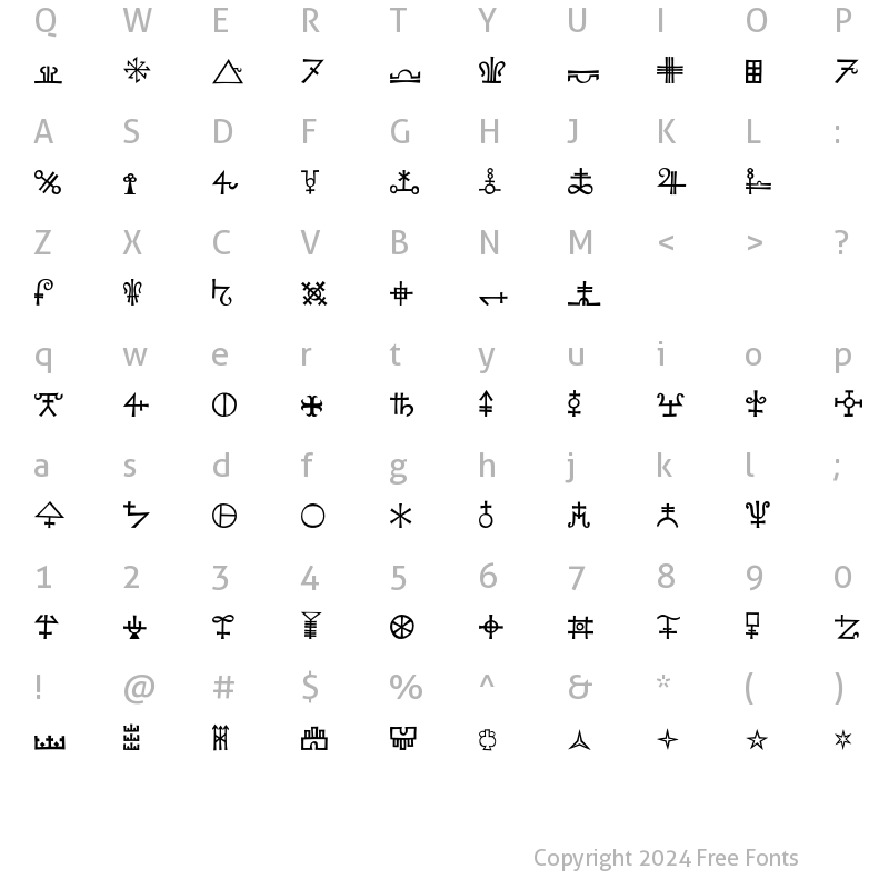 Character Map of KochSigns Four Regular